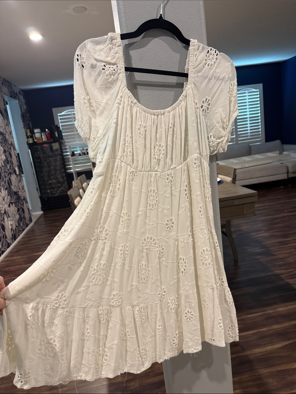 Rewind White Eyelet Mini Dress with Puff Sleeves